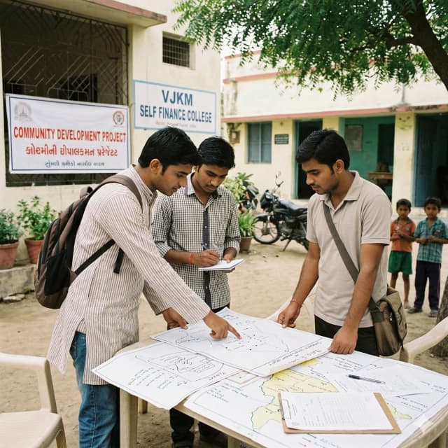 A BSW student from Vadodara presents community impact data to professional stakeholders in a document, demonstrating the professional outcome of the degree.